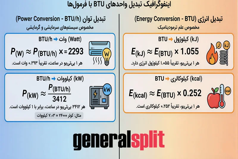  تبدیل واحد های BTU به سایر واحد ها
